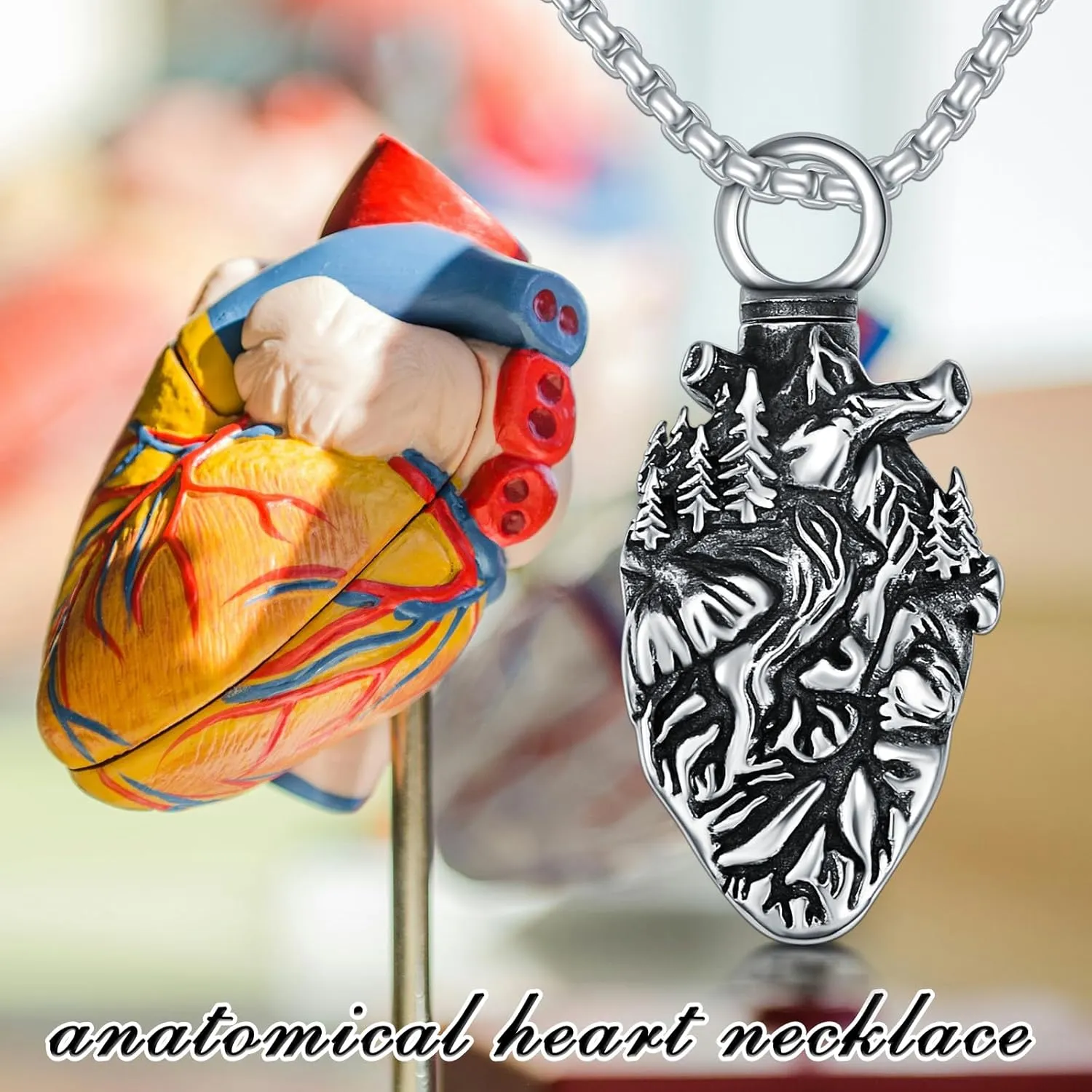 PELOVNY Urn Necklaces for Ashes 925 Sterling Silver Heart Skeleton Birthstone Necklace Cremation Jewelry Memorial Gifts for Women Men Mom
