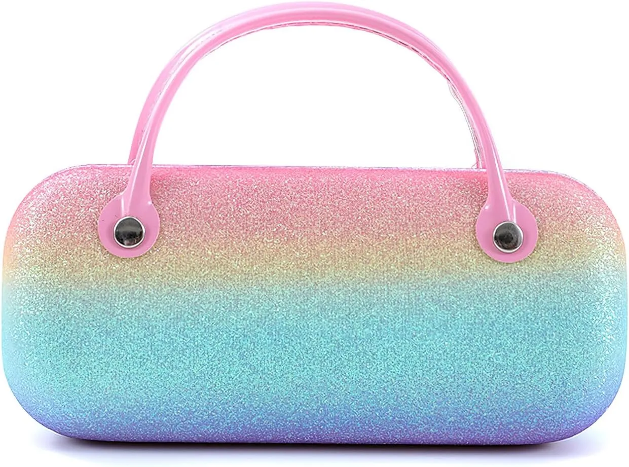 Plush Hard Eyeglass Case, Makeup Storage Bag Portable Sunglasses Pouch Hard Shell with Handle