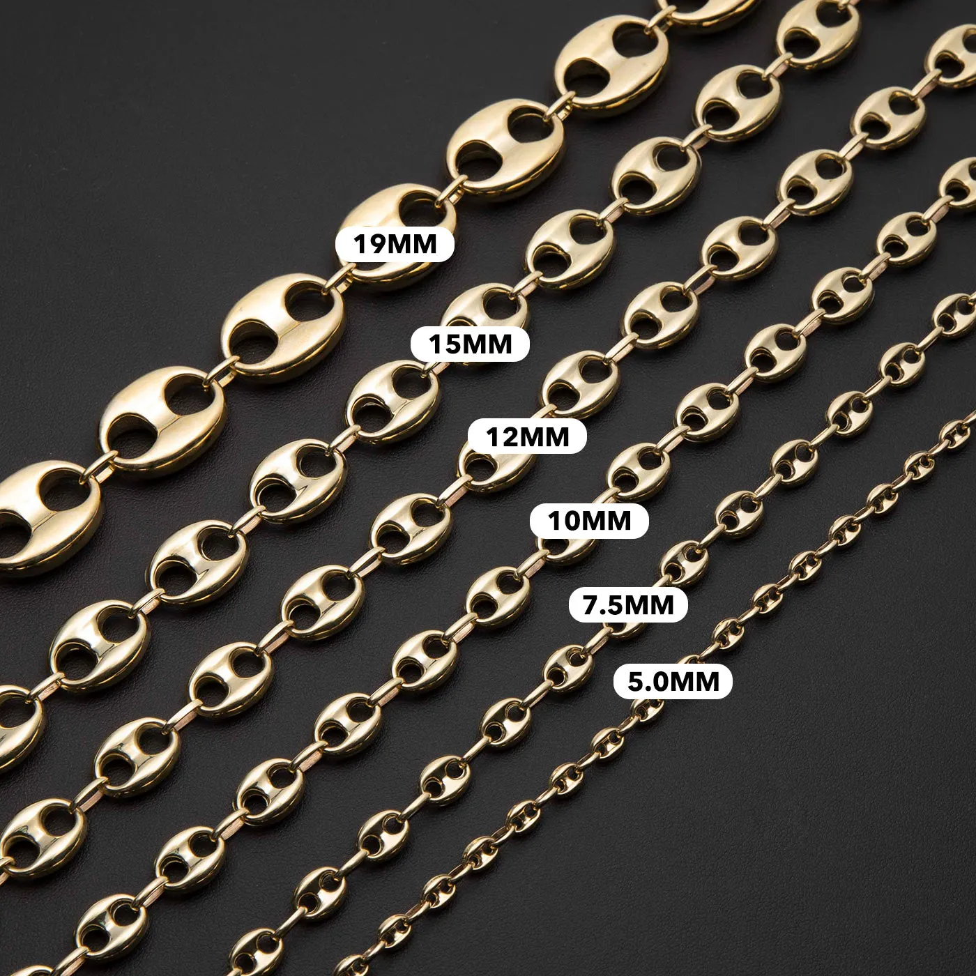 Puffed Gucci Link Chain Necklace 10K Yellow Gold