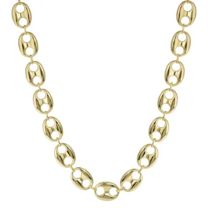 Puffed Gucci Link Chain Necklace 10K Yellow Gold