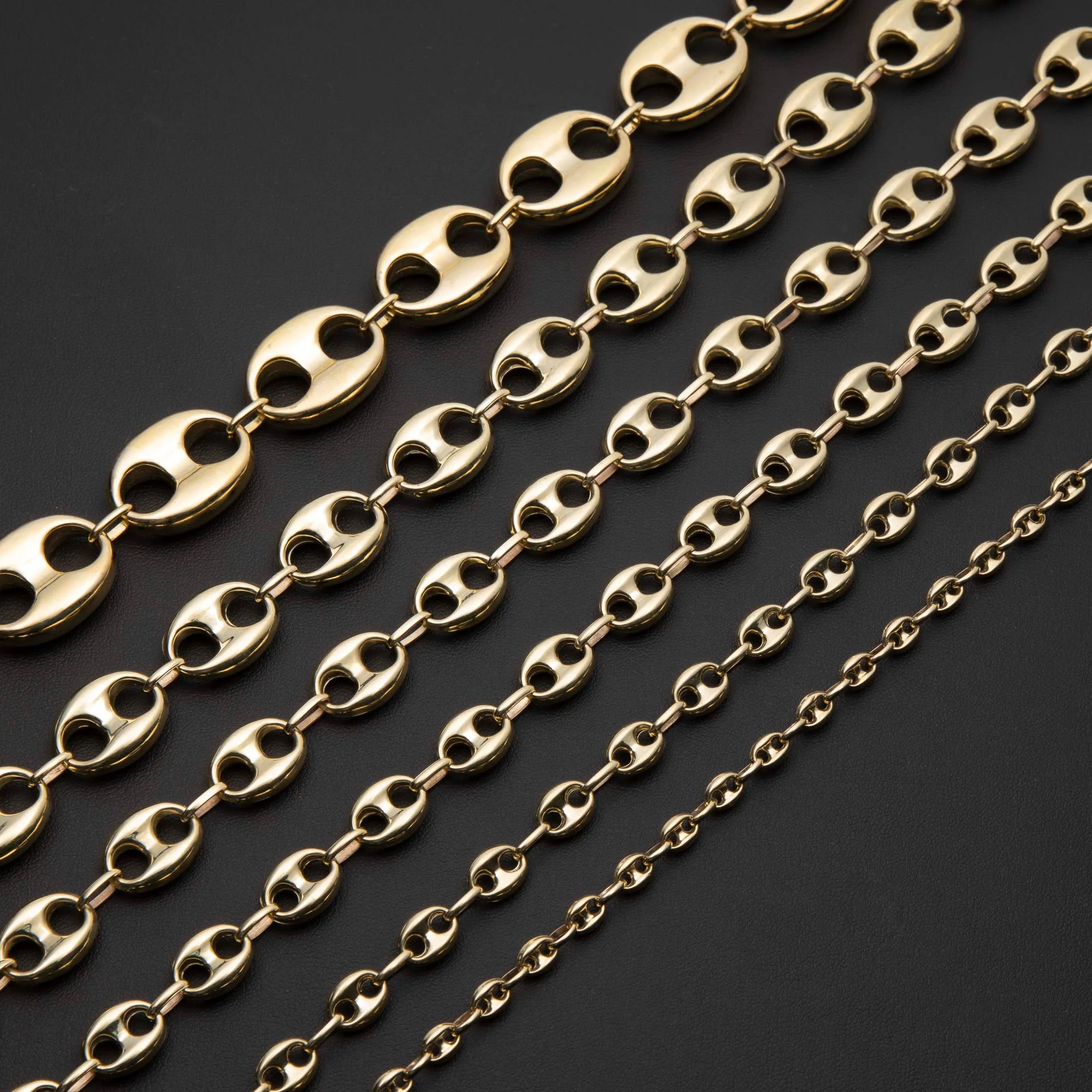 Puffed Gucci Link Chain Necklace 10K Yellow Gold
