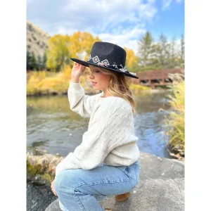 *PVM* Aztec Trim Band CC Panama Hat (Heather Black)