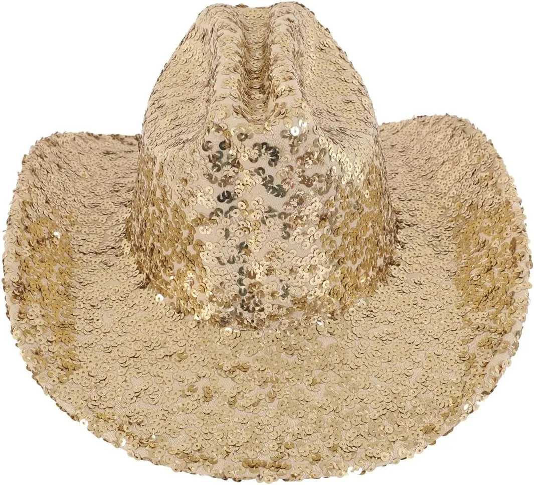 RIAH FASHION Women's Classic Fedora Hat Sparkly Glitter Sequin - Western Cowboy Cowgirl Cosplay Party Costume