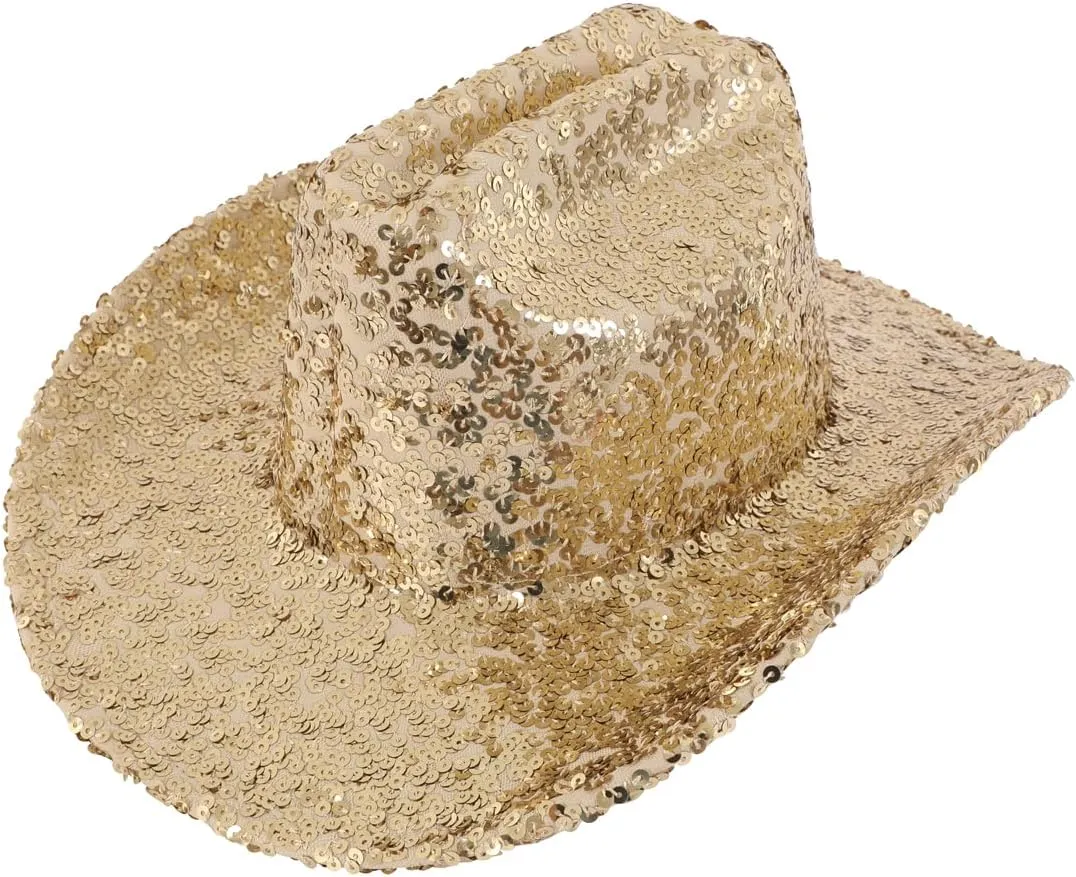 RIAH FASHION Women's Classic Fedora Hat Sparkly Glitter Sequin - Western Cowboy Cowgirl Cosplay Party Costume