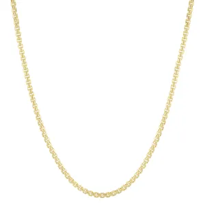 Round Box Link Chain Necklace 10K Yellow Gold - Hollow