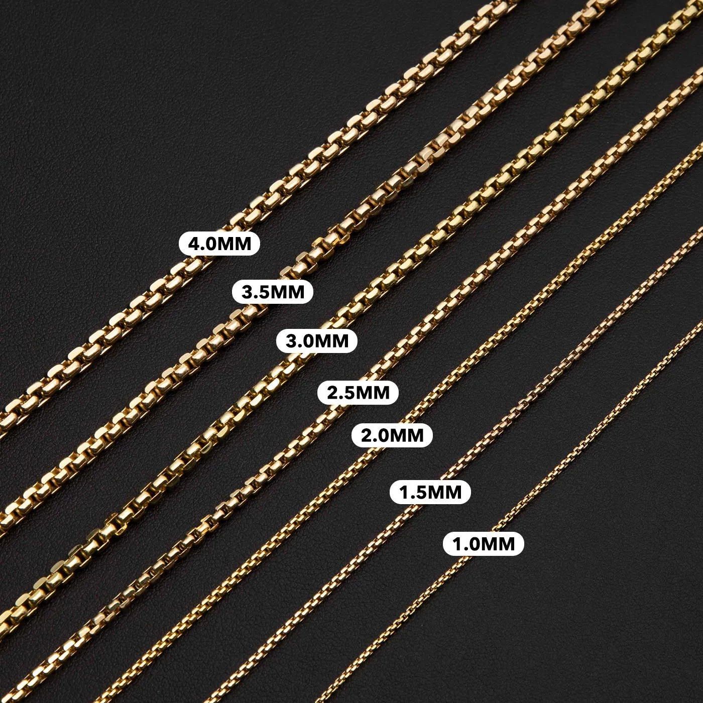 Round Box Link Chain Necklace 10K Yellow Gold - Hollow