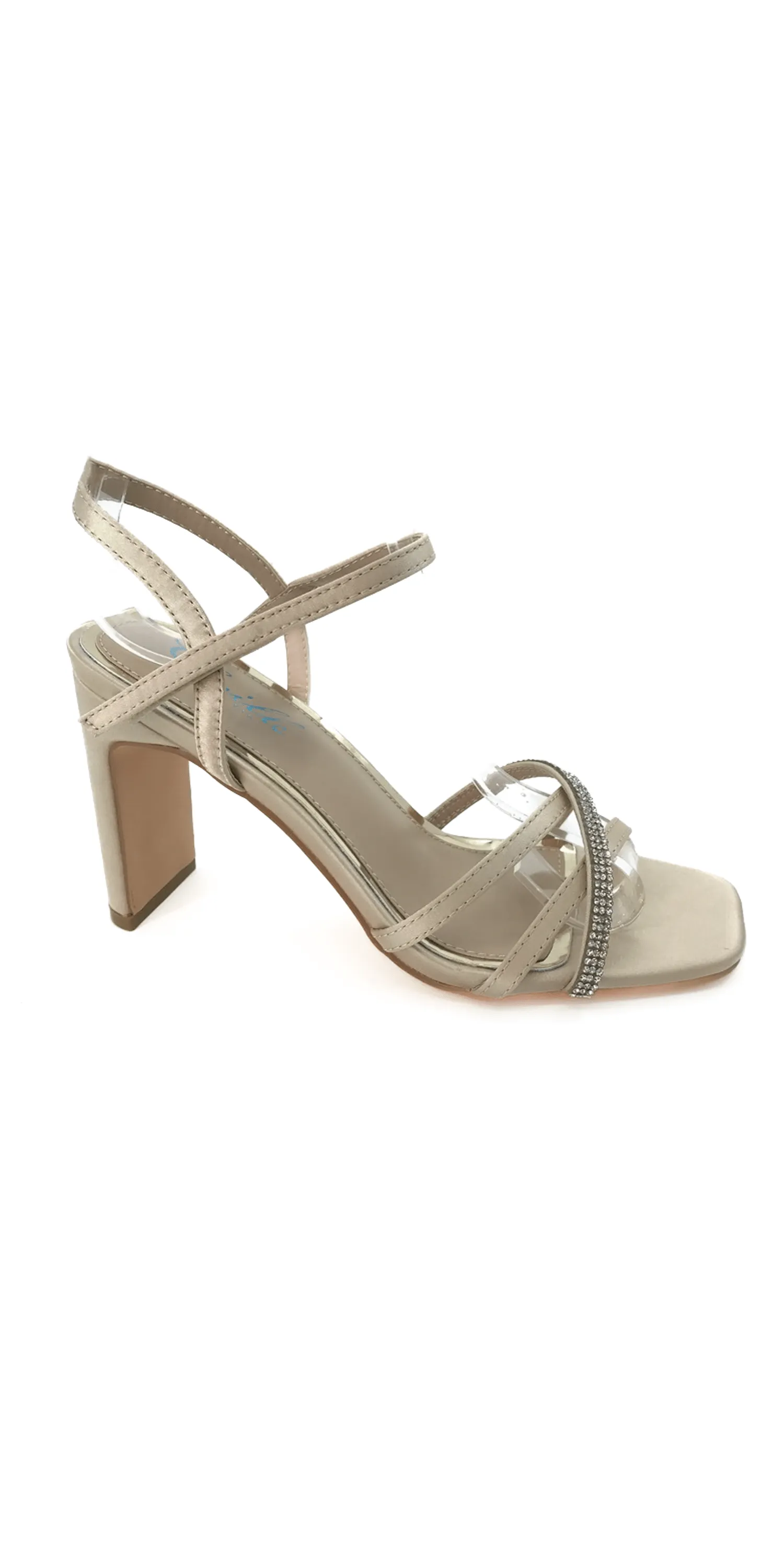 Satin High Heel Ankle Strap Sandal