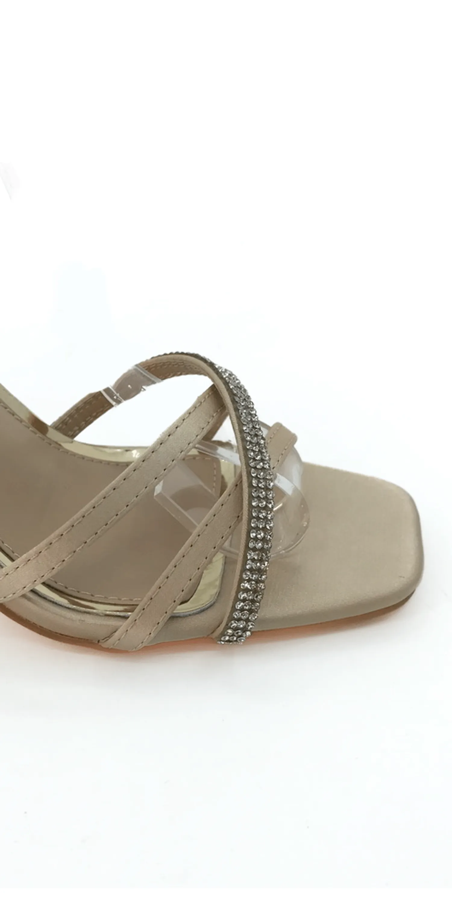 Satin High Heel Ankle Strap Sandal