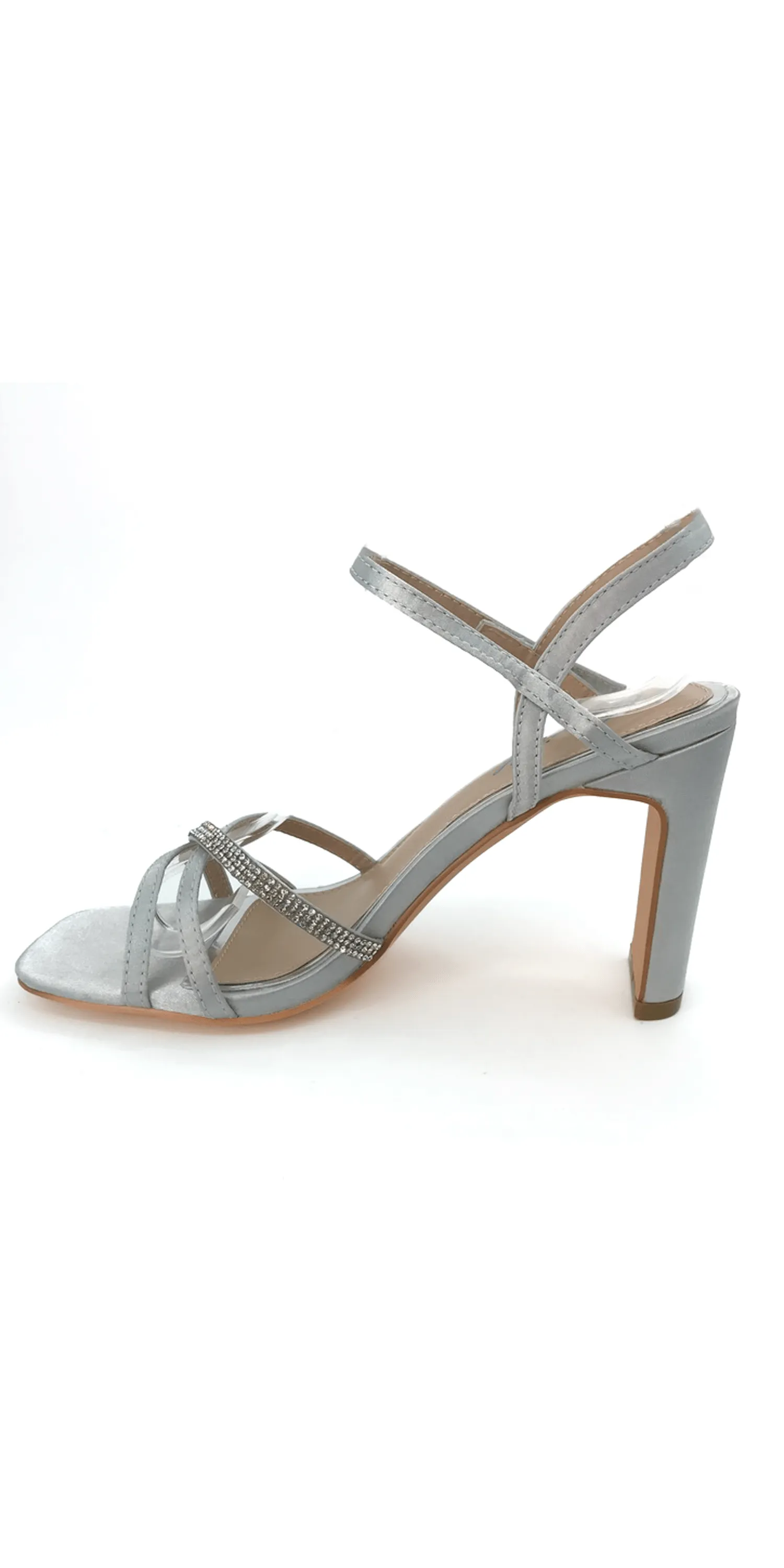 Satin High Heel Ankle Strap Sandal