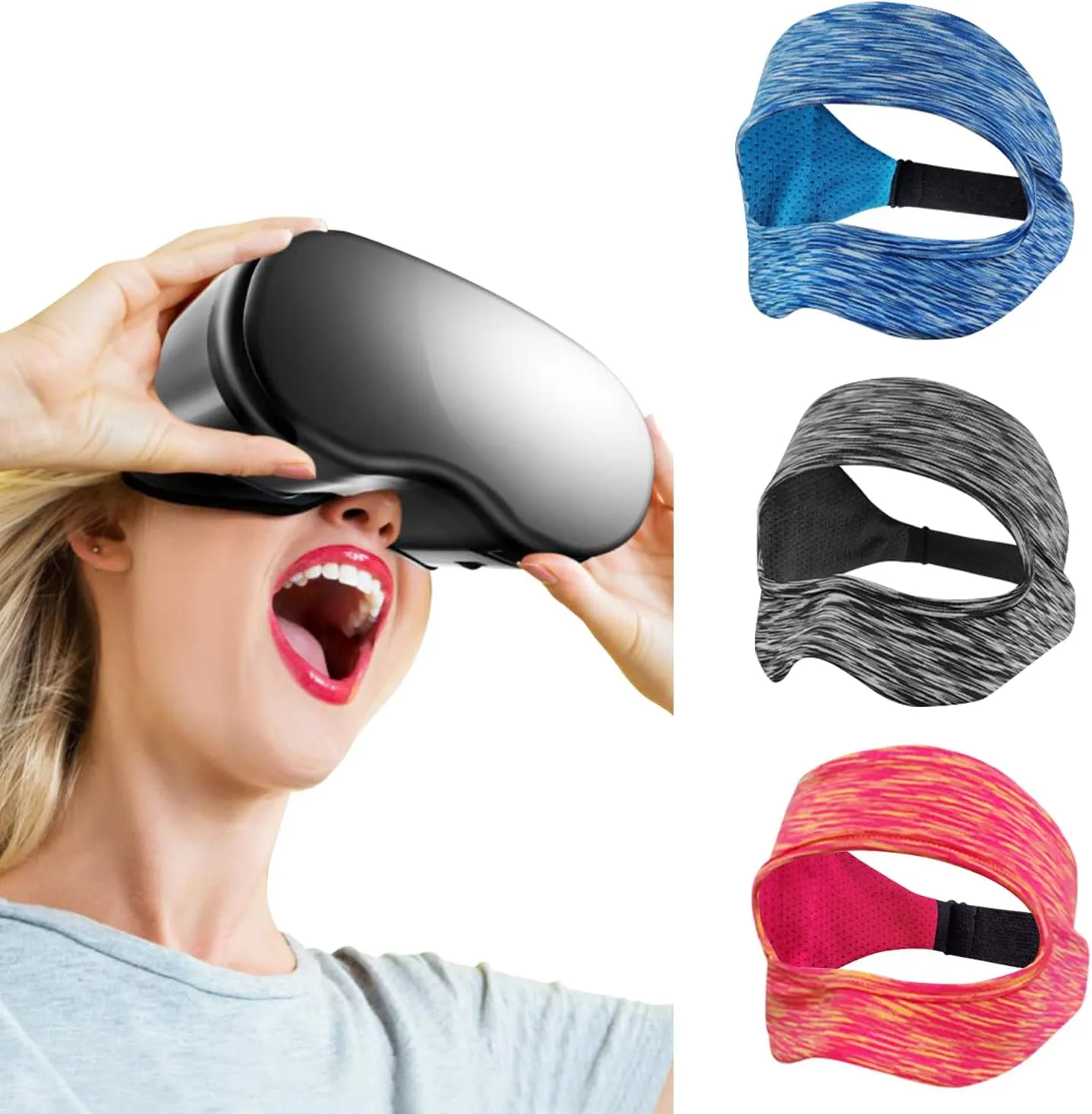 SAYAFAN VR Eye Mask, Adjustable Breathable VR Sweat Band for Meta/Oculus Quest 2/3/3S/Pro, HTC Vive, PS, Gear, VR Workouts (3PCS)