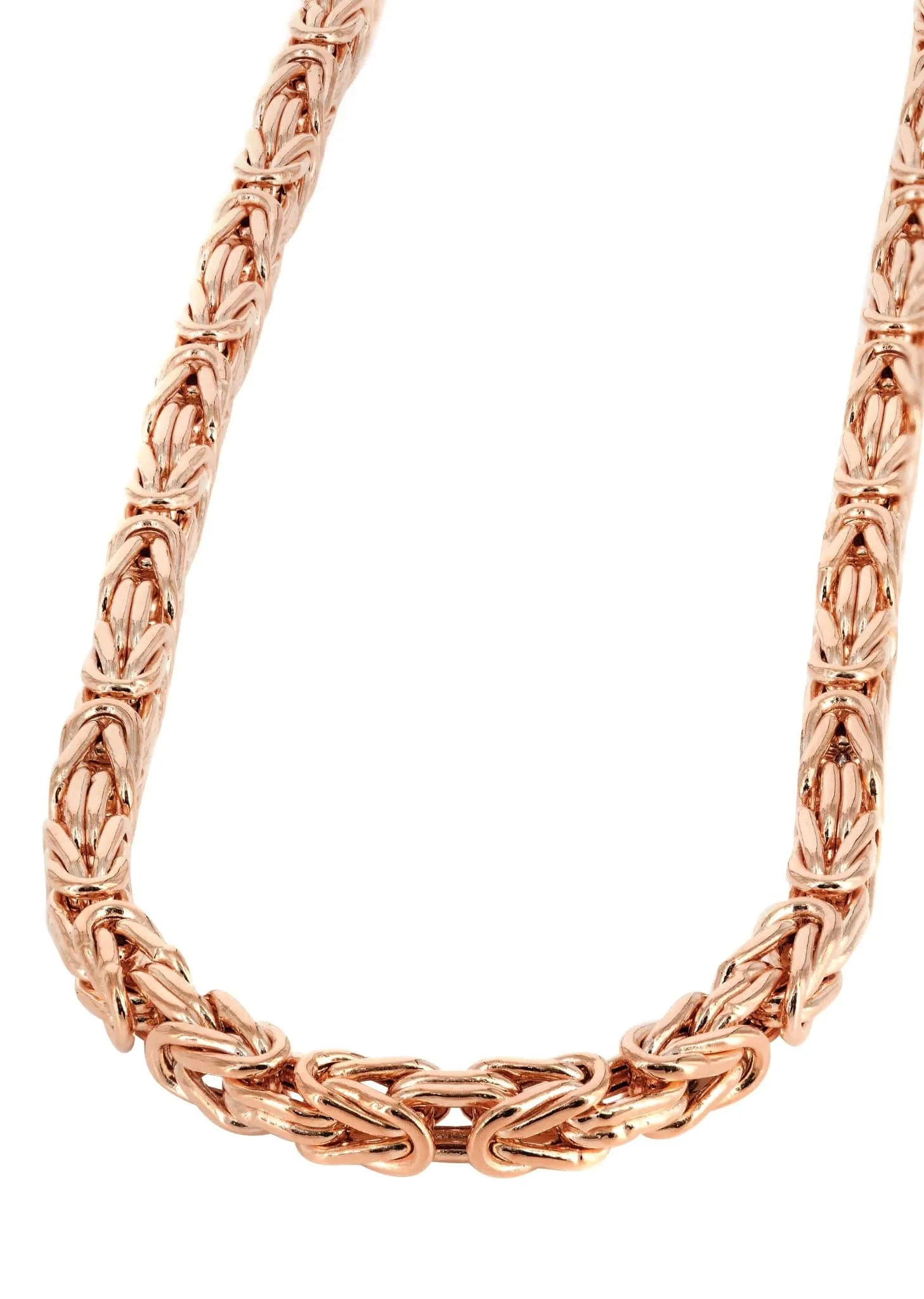 Semi Solid  Byzantine Chain - 14K Rose Gold Chain