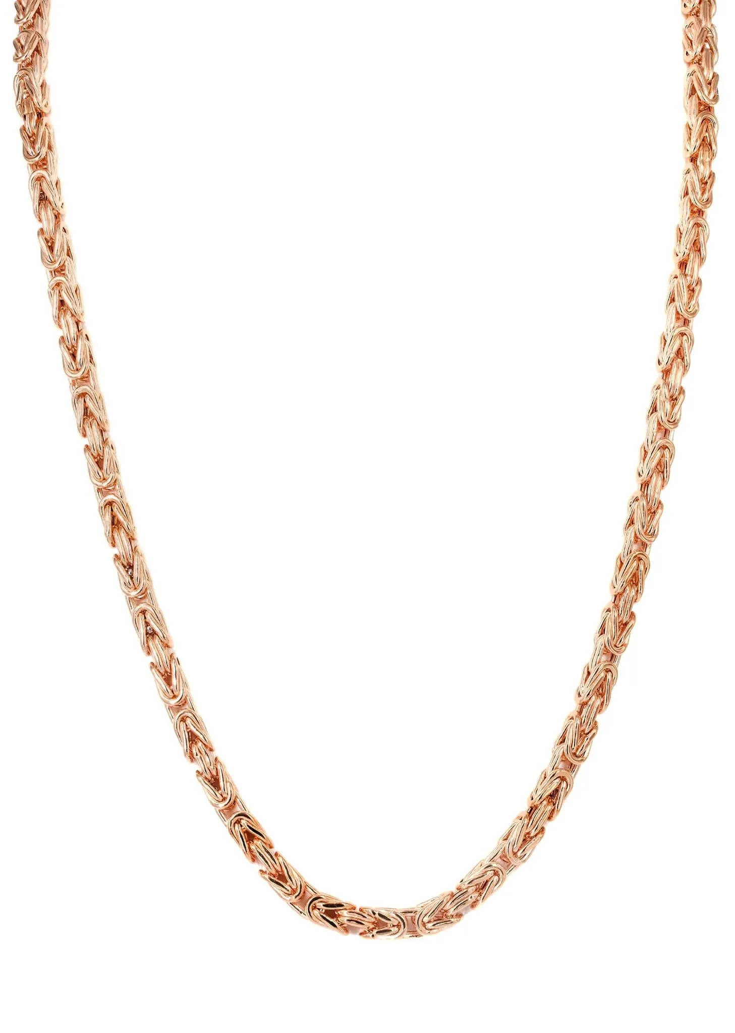 Semi Solid  Byzantine Chain - 14K Rose Gold Chain