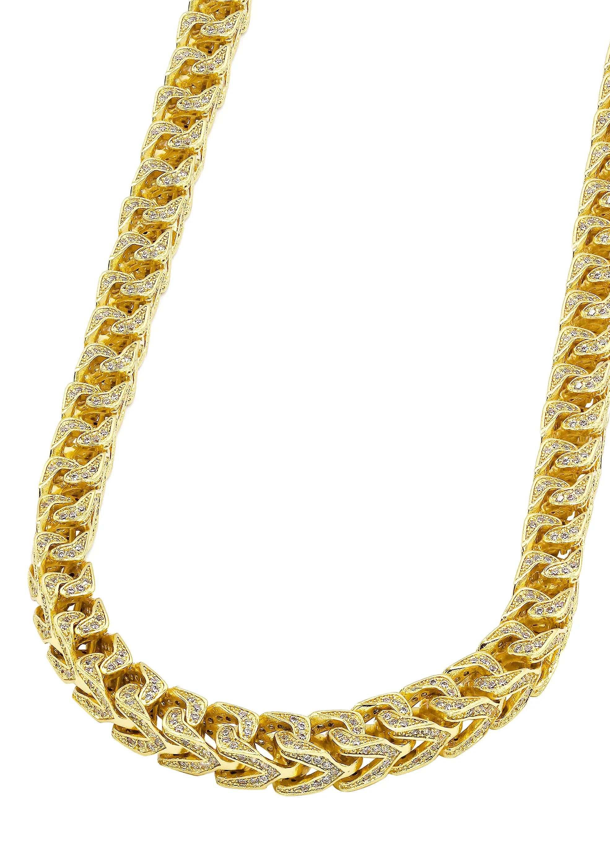 Solid Gold Iced Out Franco Chain ( 8 Mm )
