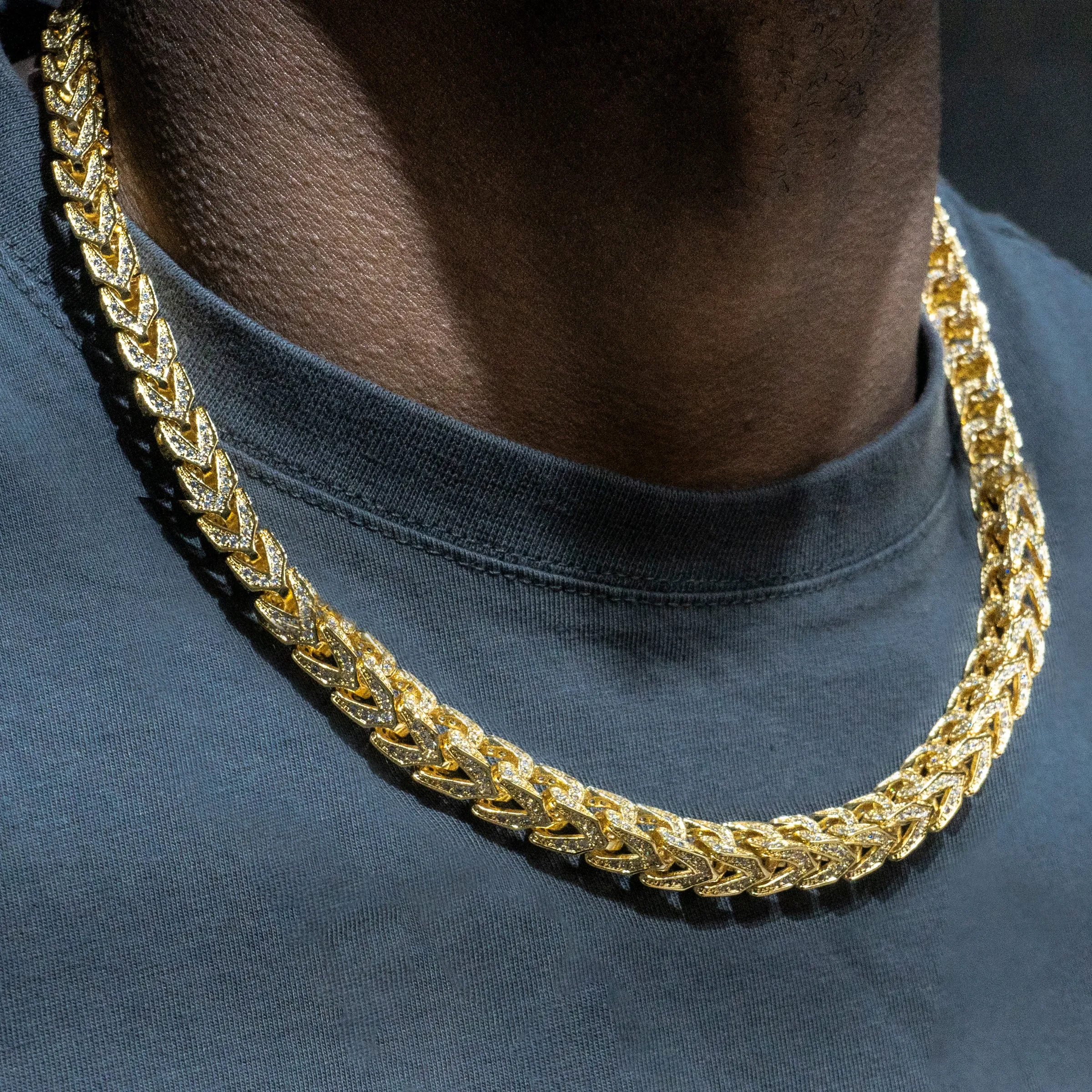 Solid Gold Iced Out Franco Chain ( 8 Mm )