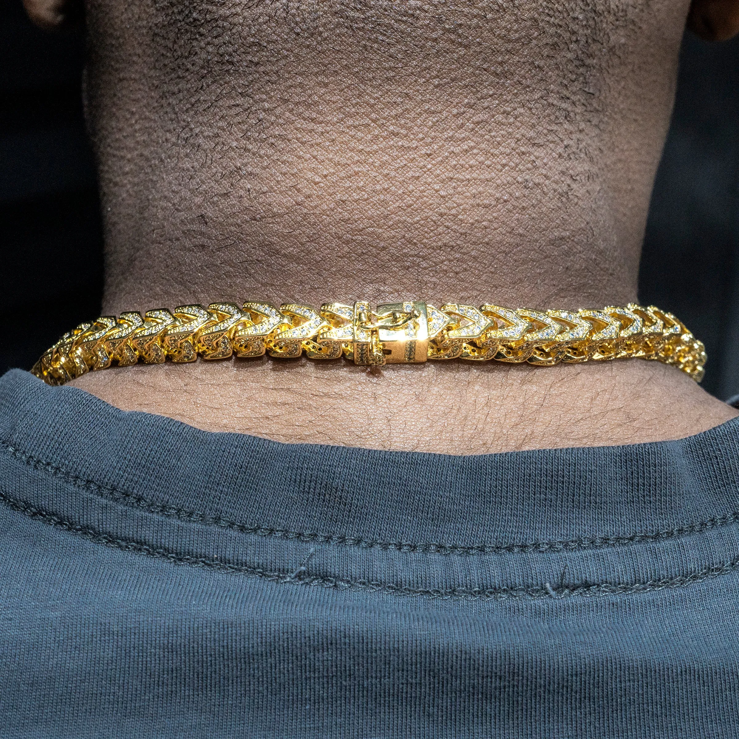 Solid Gold Iced Out Franco Chain ( 8 Mm )