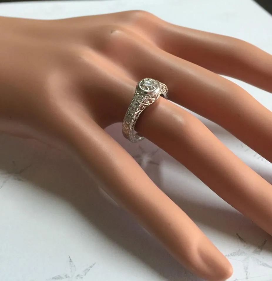 Splendid .65 Carats Natural Diamond 14K Solid White Gold Ring