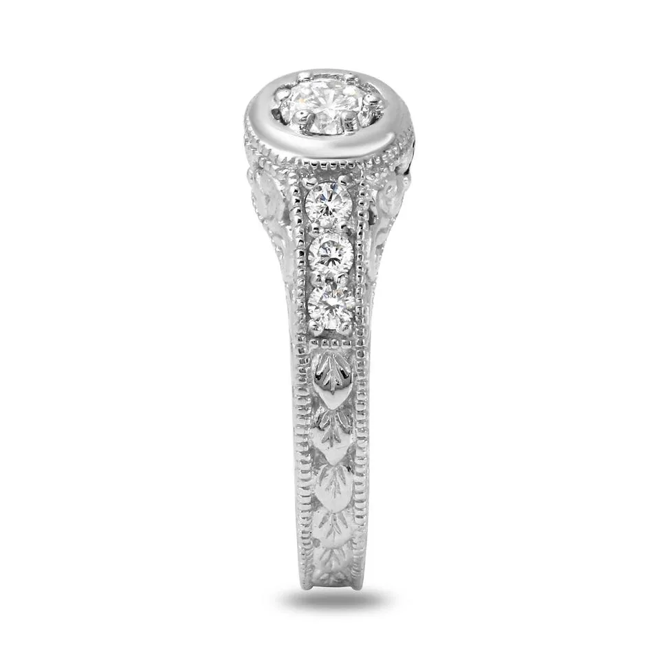 Splendid .65 Carats Natural Diamond 14K Solid White Gold Ring