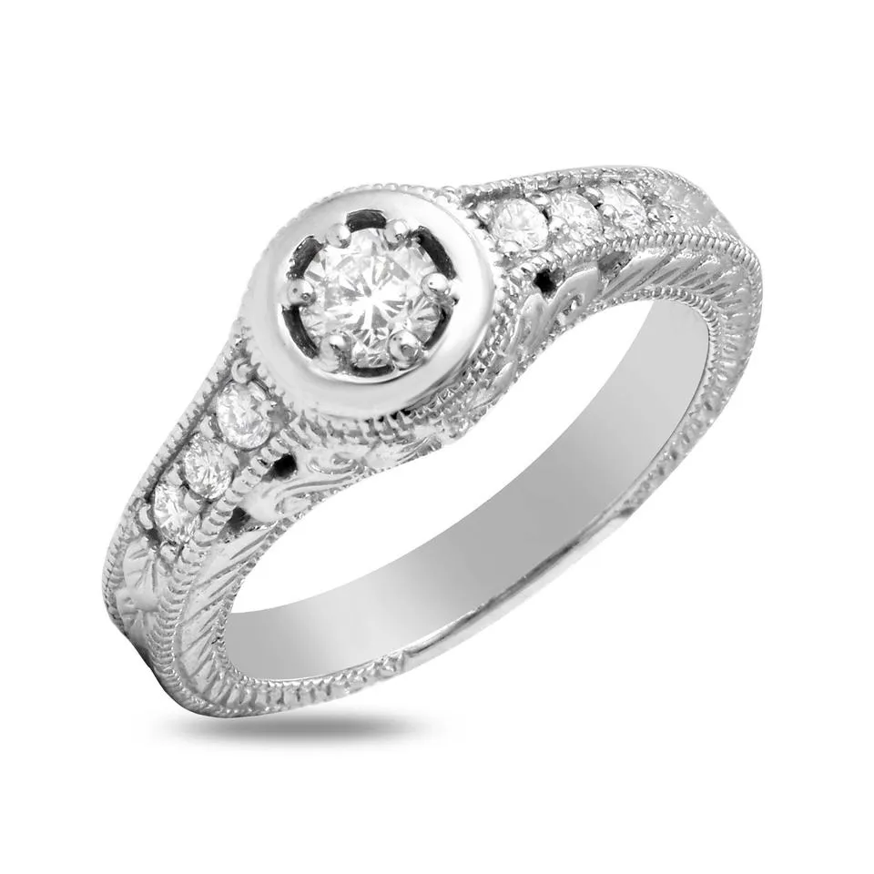 Splendid .65 Carats Natural Diamond 14K Solid White Gold Ring