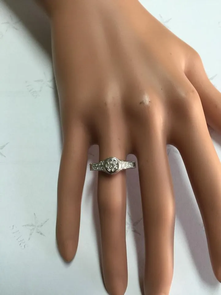 Splendid .65 Carats Natural Diamond 14K Solid White Gold Ring