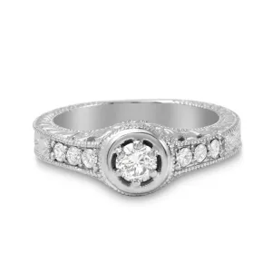 Splendid .65 Carats Natural Diamond 14K Solid White Gold Ring