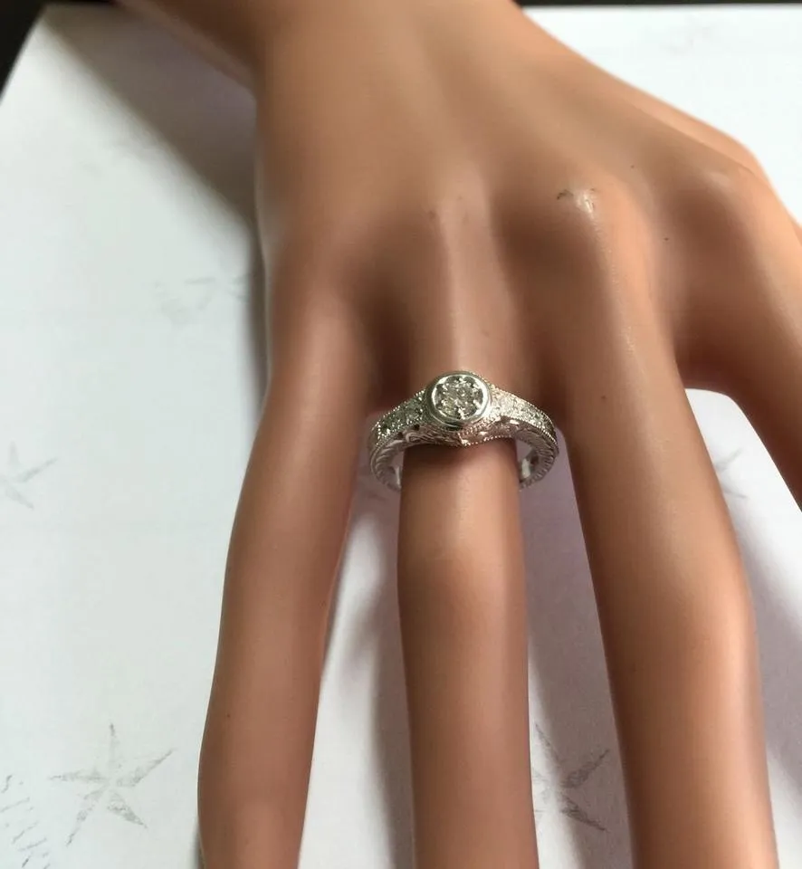 Splendid .65 Carats Natural Diamond 14K Solid White Gold Ring