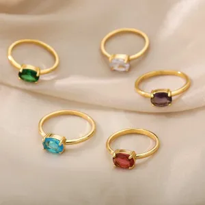 Stackable Minimalist Birthstone Rings