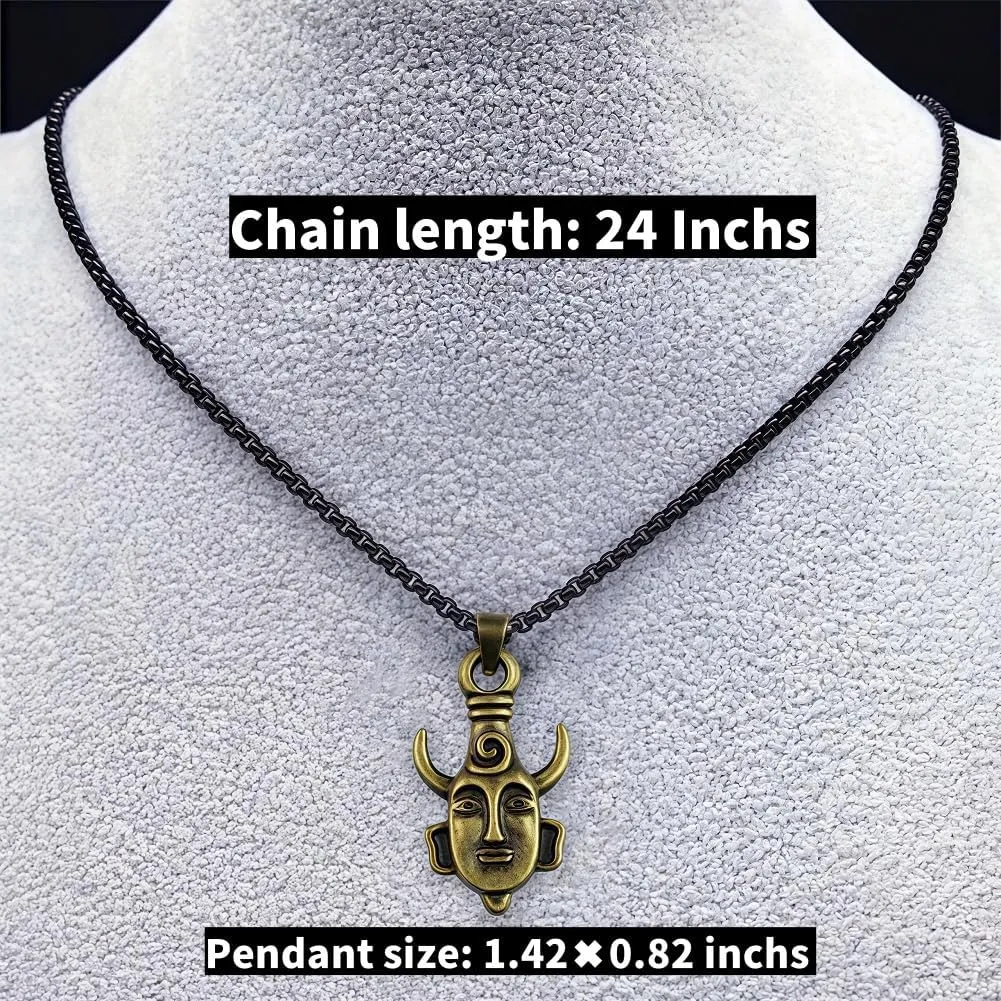 Stainless Steel Dean Ring and Bronze Amulet Pendant with Black Tone Box Chain Necklace Set Winchester Inspired Cosplay Jewelry for Men