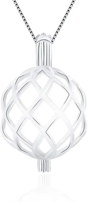 Sterling Silver Twisted Ball Cage Pendant for Pearl Jewelry Making, DIY Charms for Adorable Gift