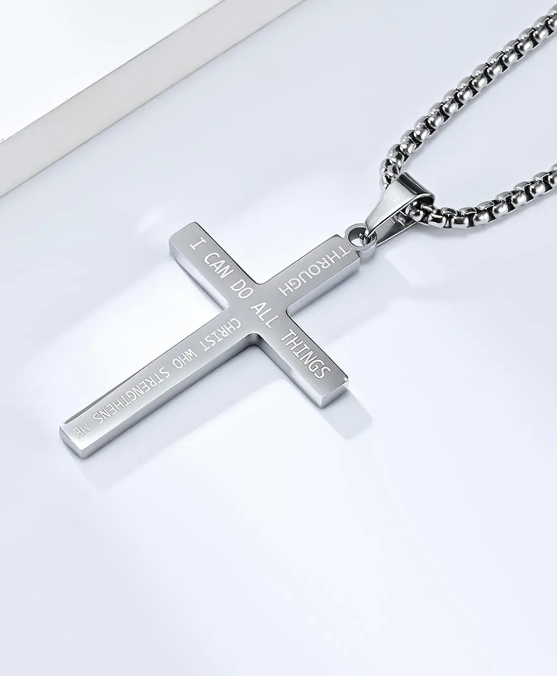 Tanyoyo Cross Necklace Stainless Steel American Flag Pendant Chain for Men Wome