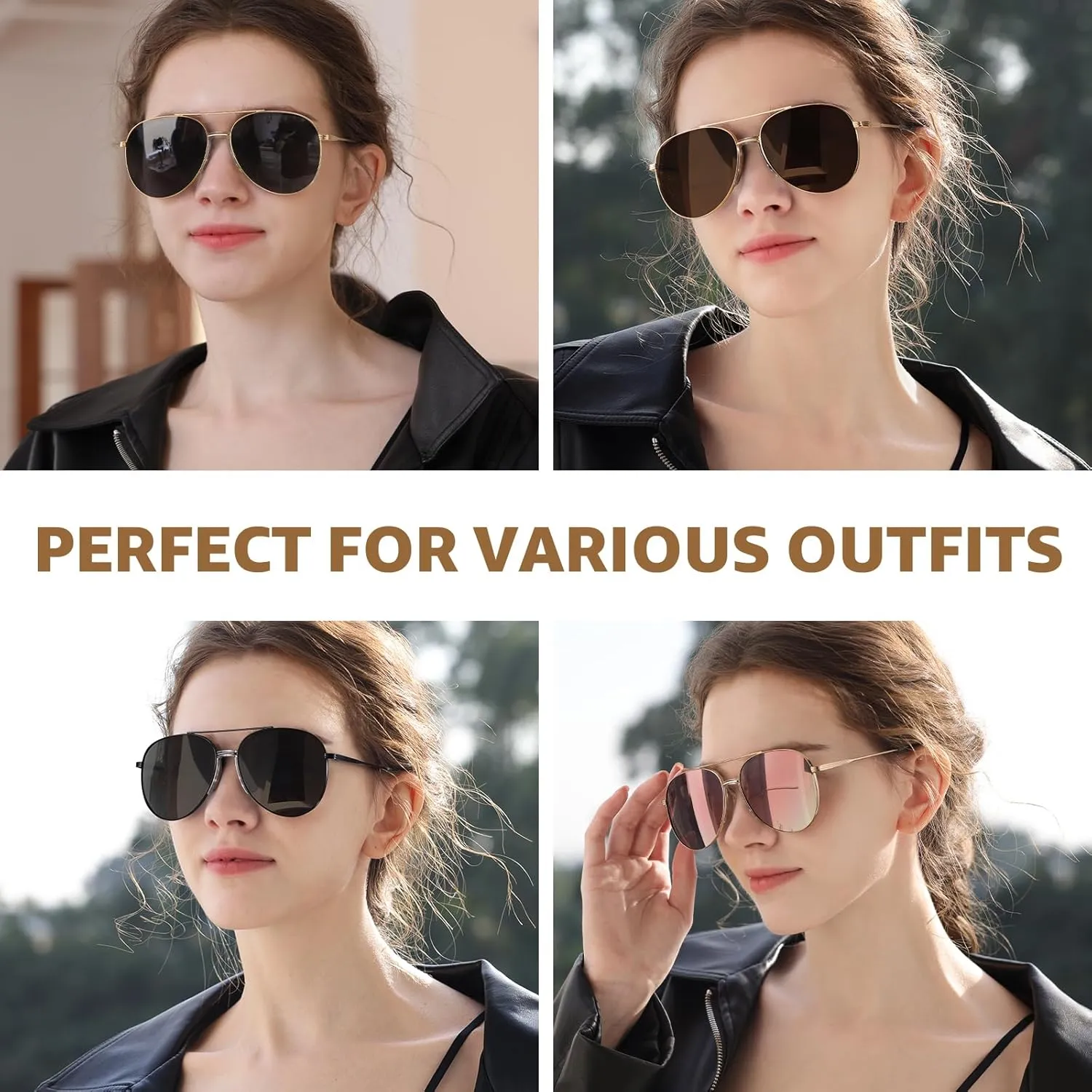 TJUTR Tangle Free Aviator Sunglasses for Women Men, Polarized UV400 Protection Trendy Shades, No-Snag Metal Frame Glasses