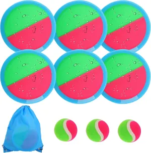 Toss and Catch Game Ball Set, 6 Rackets and 3 Balls,Outdoor Play Set, Games for Kids, Outdoor and Beach Toys, Catch Games and Beach Play Toy