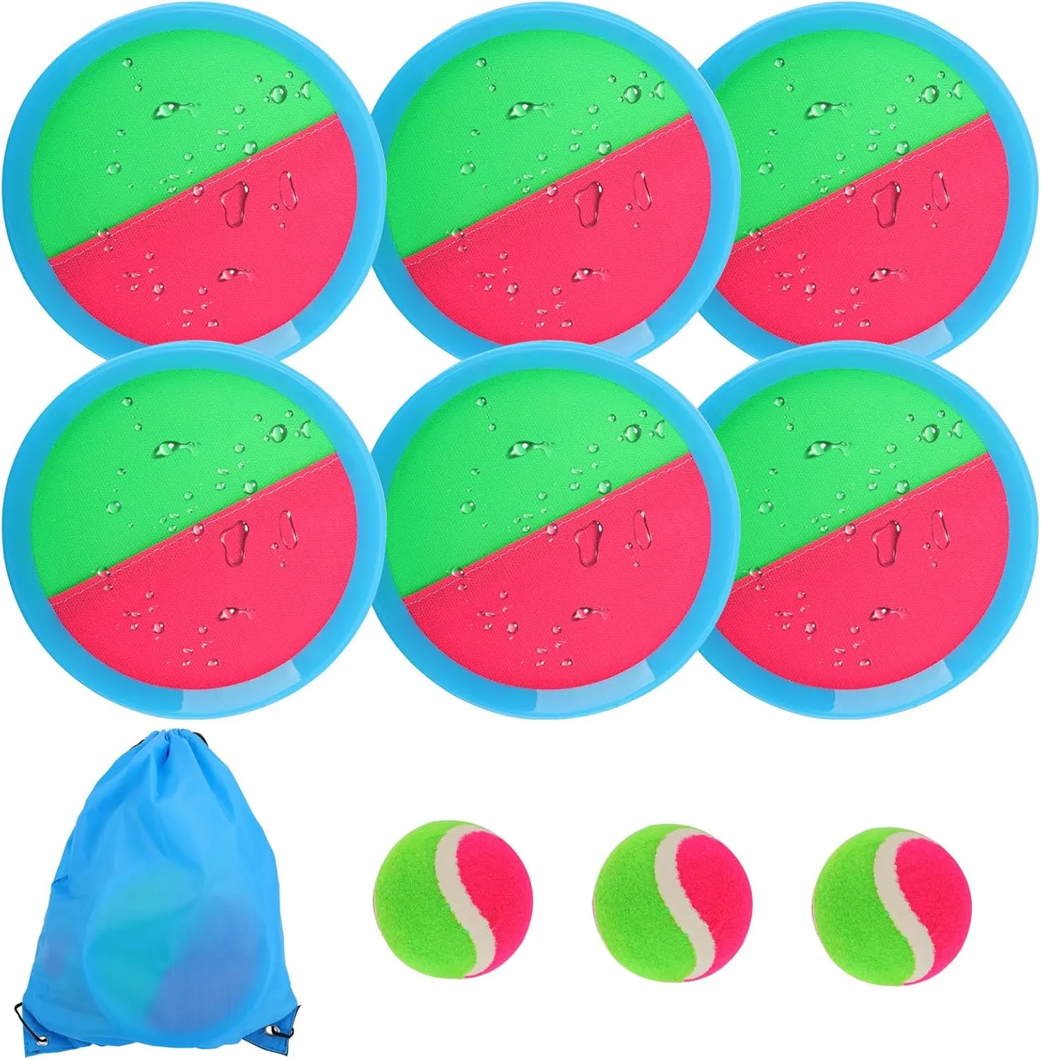 Toss and Catch Game Ball Set, 6 Rackets and 3 Balls,Outdoor Play Set, Games for Kids, Outdoor and Beach Toys, Catch Games and Beach Play Toy