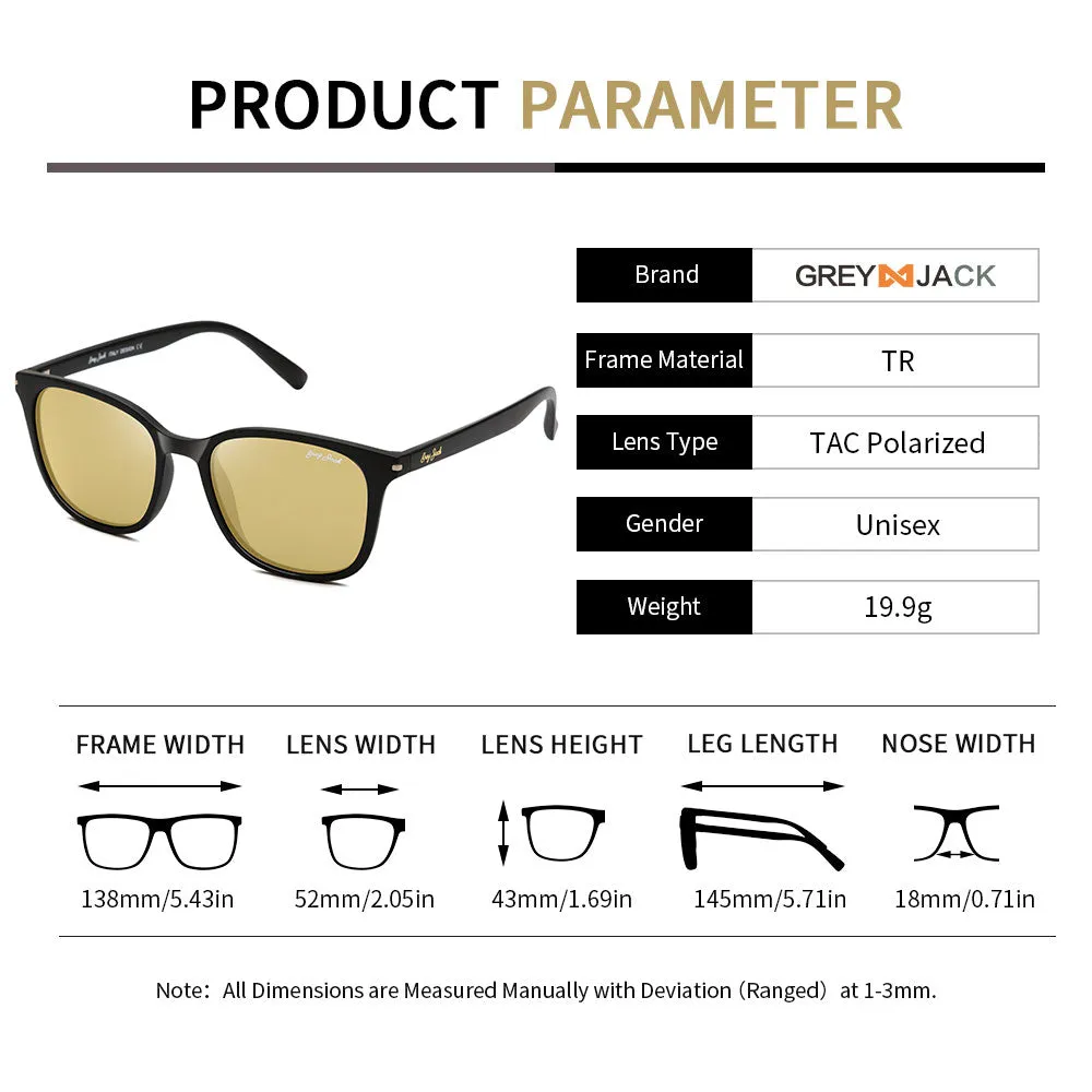 TR90 Retro Rectangle Glasses for Driving Traveling Polarized UV Protection 1312