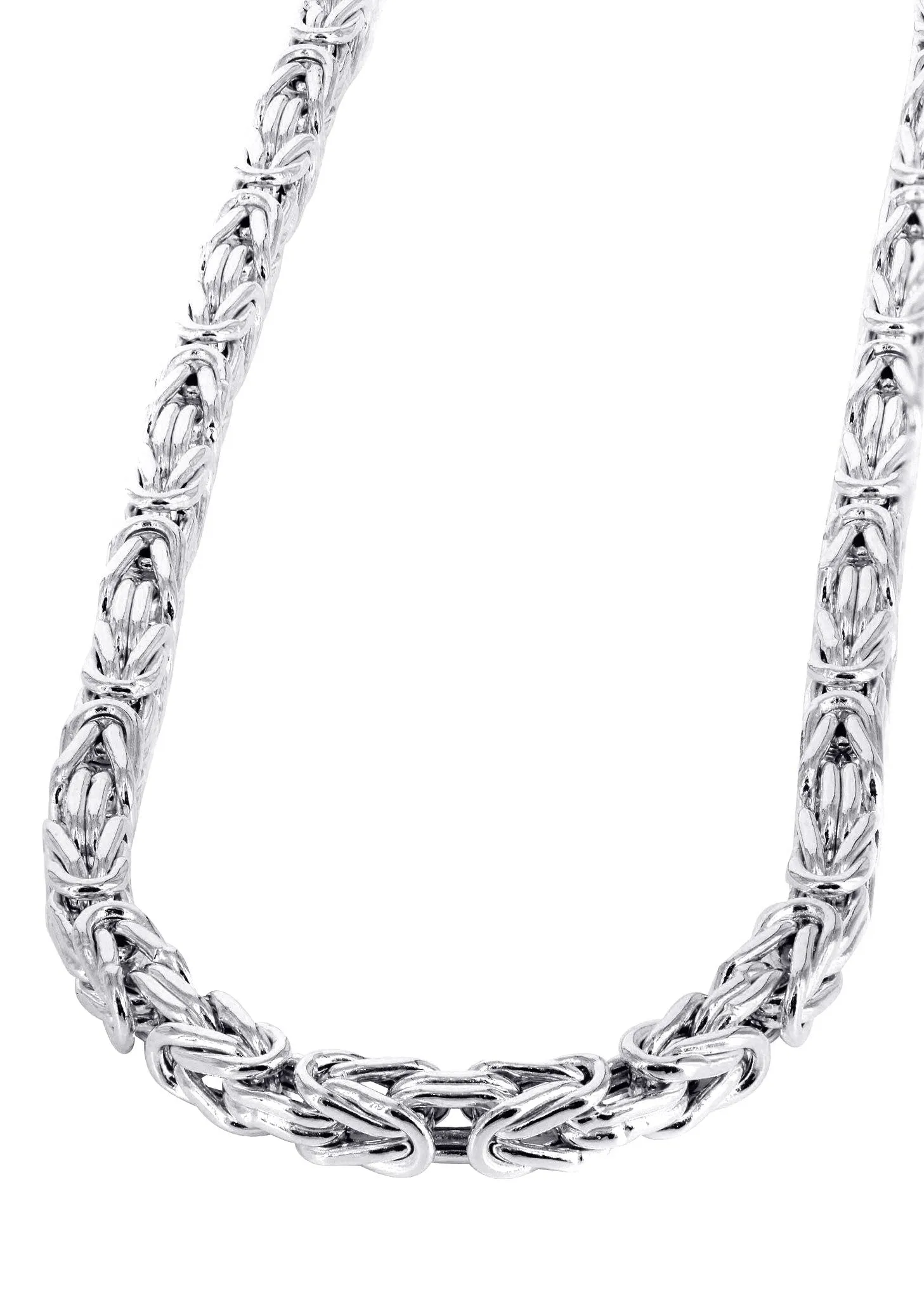 White Gold Chain - Mens Semi Solid Italian Byzantine Chain 10K/14K Gold