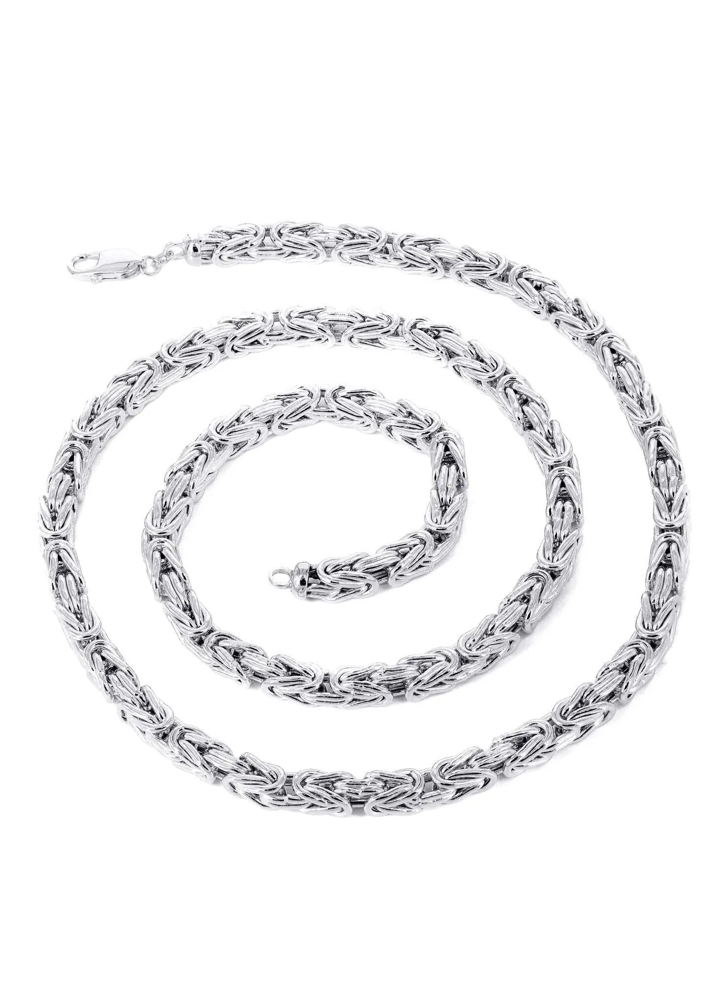 White Gold Chain - Mens Semi Solid Italian Byzantine Chain 10K/14K Gold