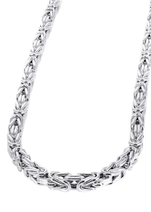 White Gold Chain - Mens Semi Solid Italian Byzantine Chain 10K/14K Gold