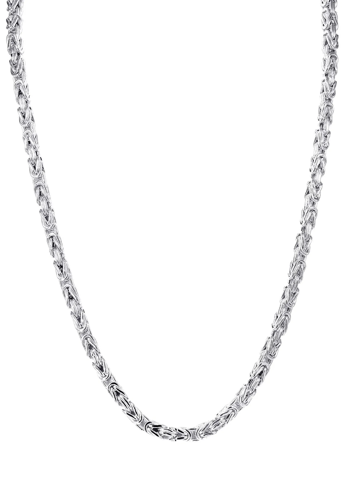 White Gold Chain - Mens Semi Solid Italian Byzantine Chain 10K/14K Gold