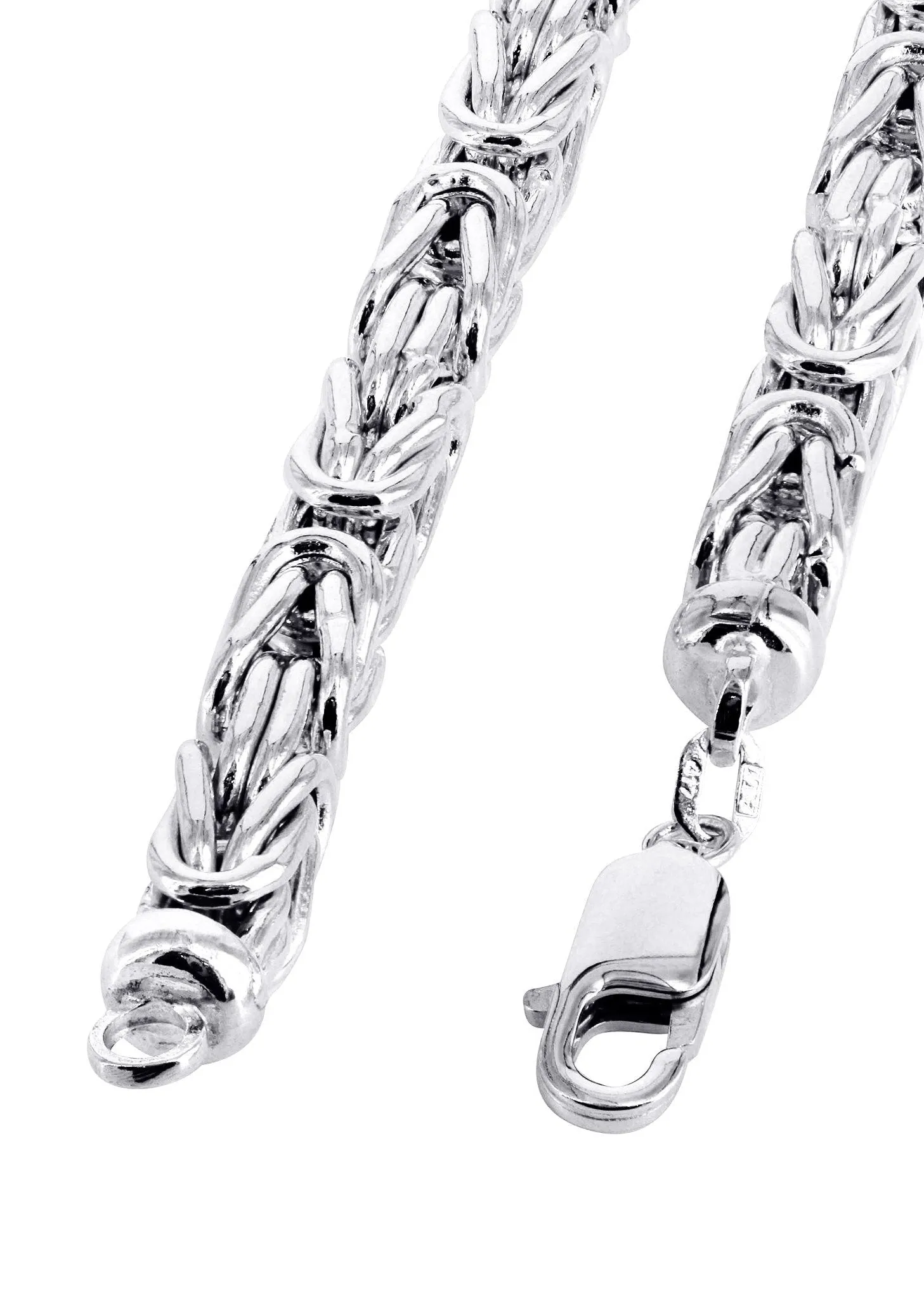 White Gold Chain - Mens Semi Solid Italian Byzantine Chain 10K/14K Gold