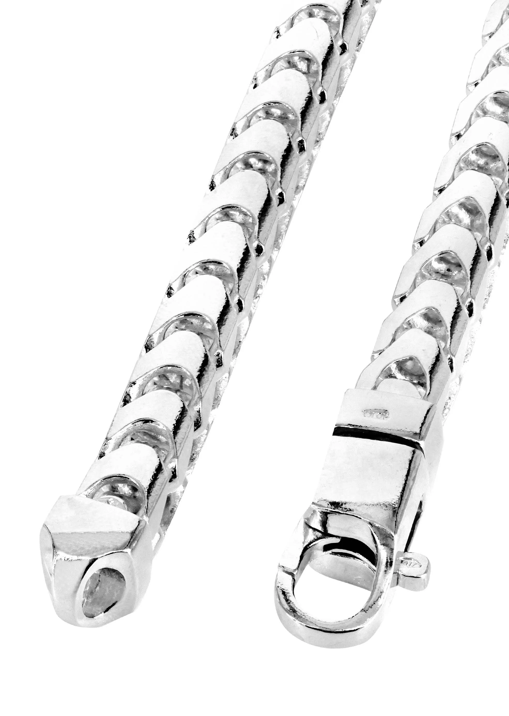 White Gold Chain - Mens Solid Franco Chain 10K/14K White Gold