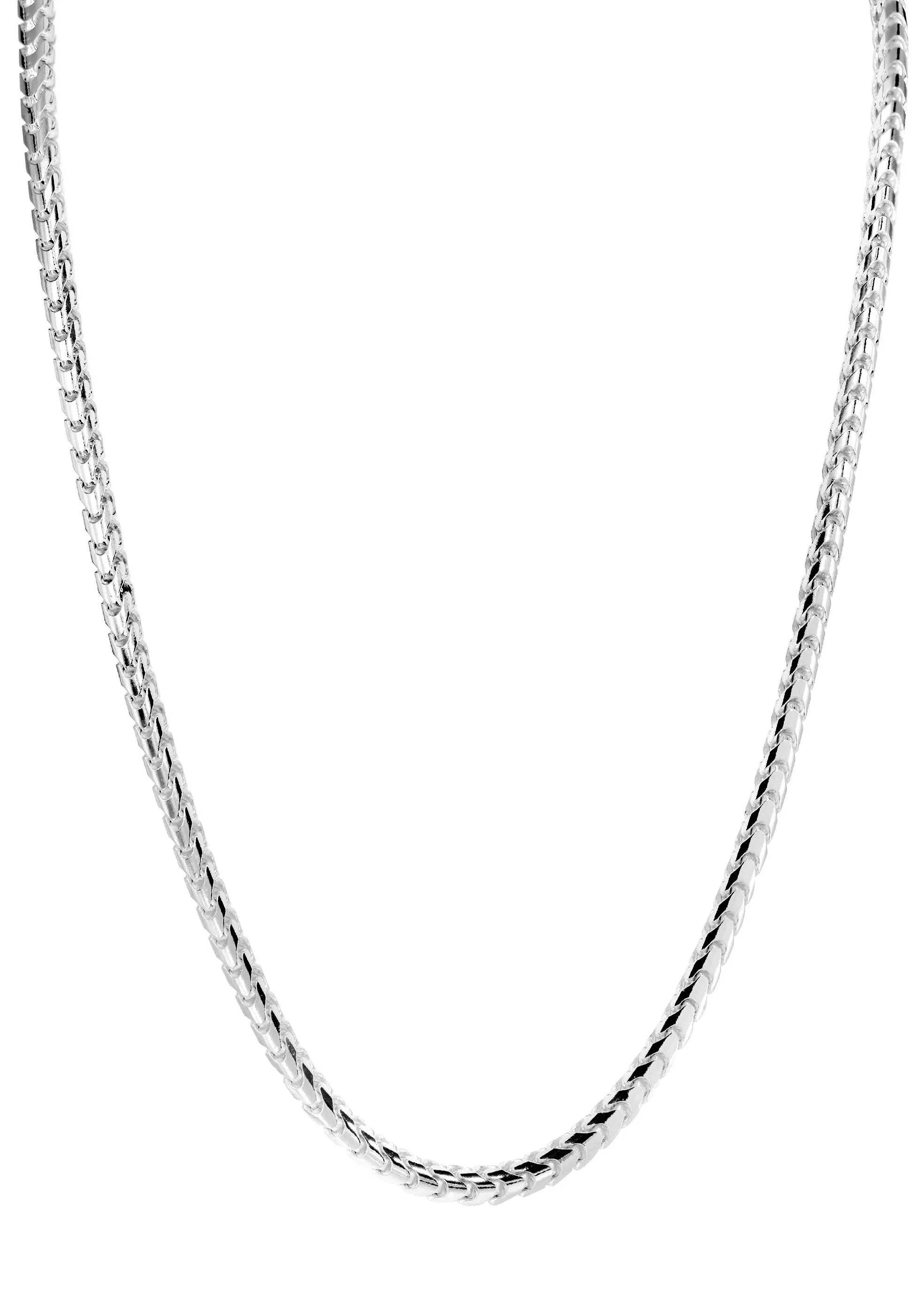 White Gold Chain - Mens Solid Franco Chain 10K/14K White Gold