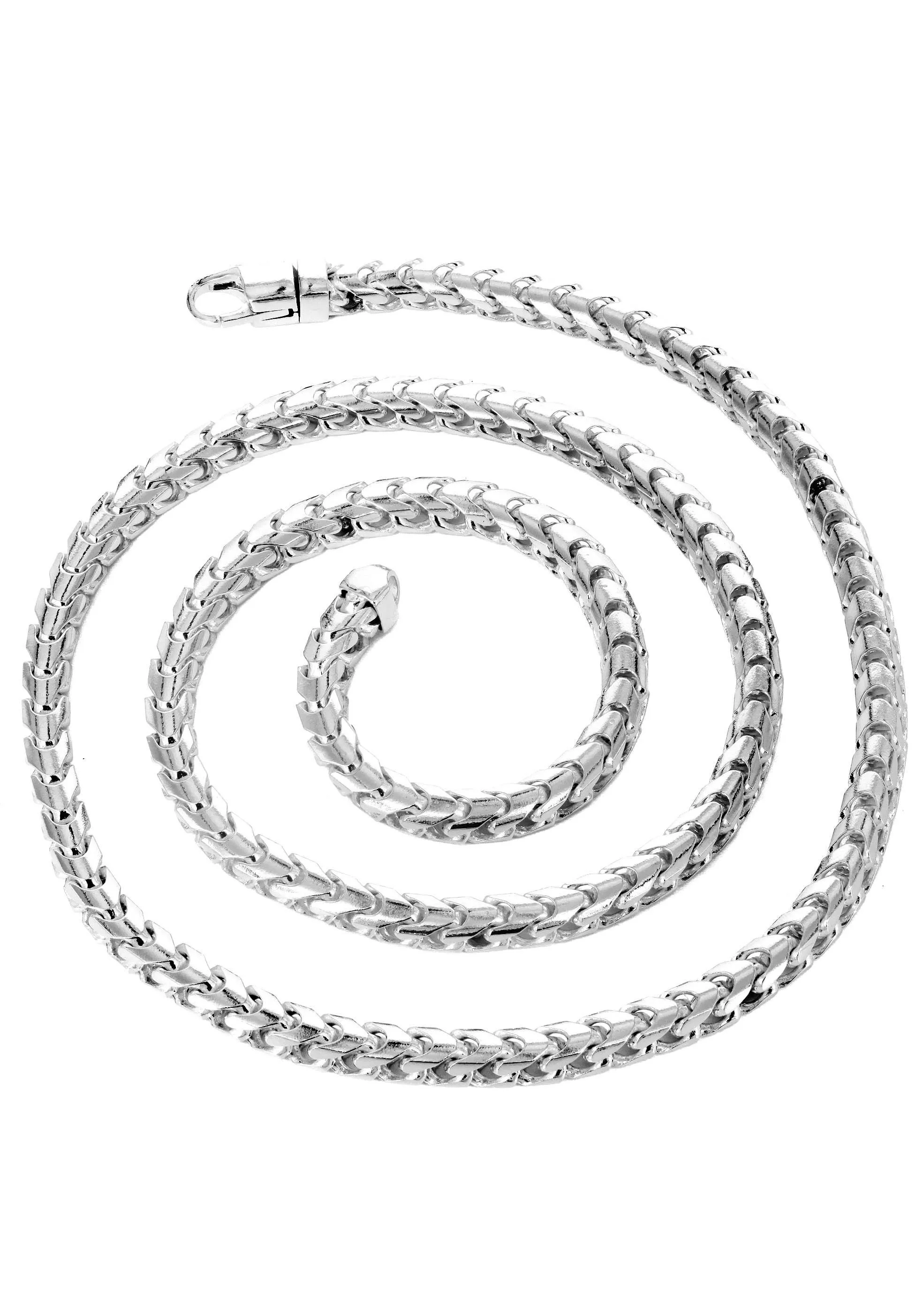 White Gold Chain - Mens Solid Franco Chain 10K/14K White Gold