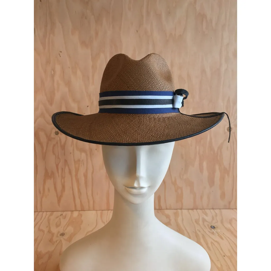 Women Ladies Hat La Finca Panama Hat - Brown Fashion Straw Navy Blue