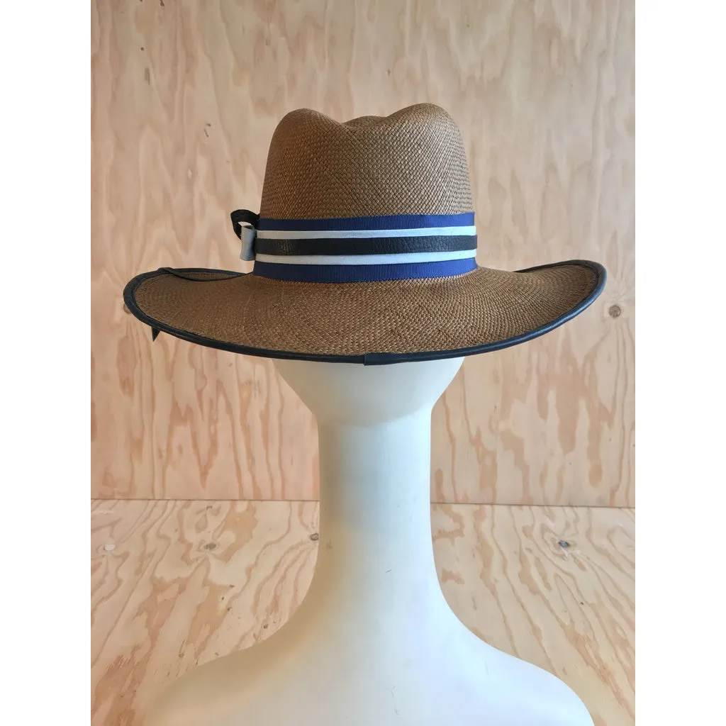 Women Ladies Hat La Finca Panama Hat - Brown Fashion Straw Navy Blue