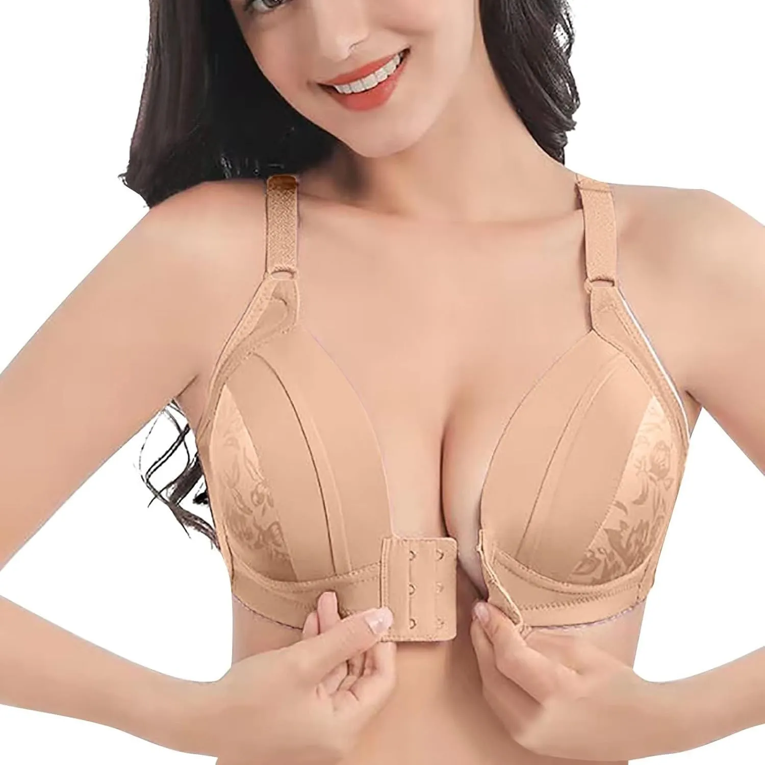Womens Breathable New Air Bra,Plus Size High Support Ultra-Thin Comfort Padded No Underwire Front Closure Bras