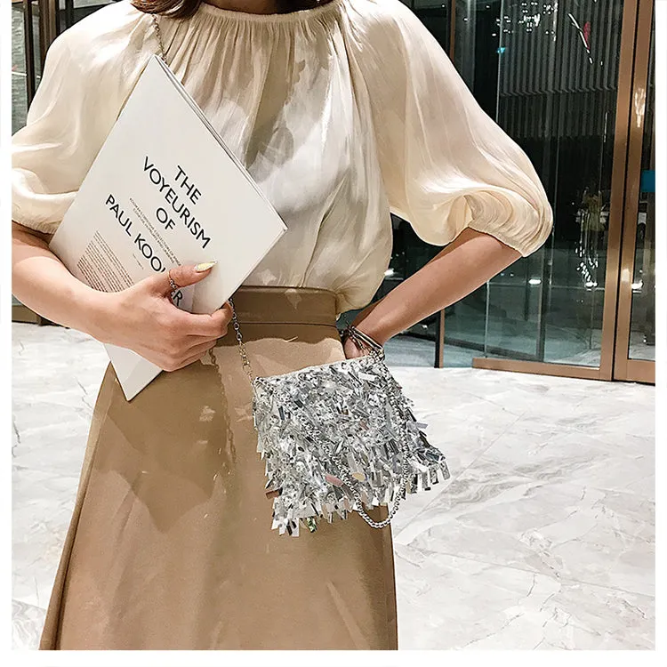 Women's Small Sequined Evening Crossbody Clutch Handbag