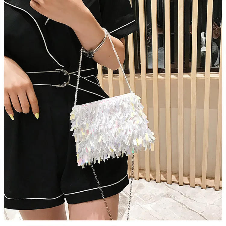 Women's Small Sequined Evening Crossbody Clutch Handbag