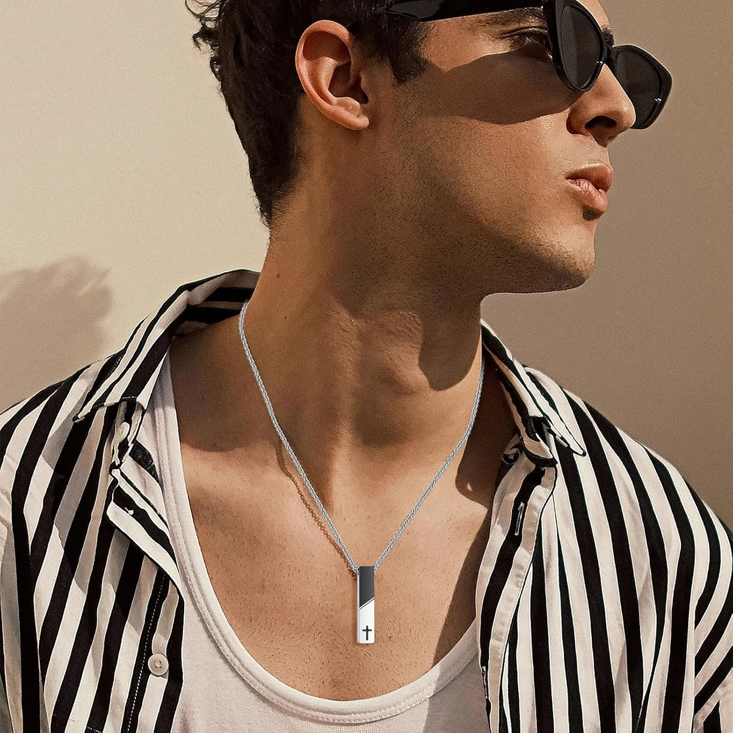 XIUDA Cremation Urn Necklace for Ashes Urn Jewelry Cross Cube Ash Necklace Memorial Pendant Keepsake Jewelry for Men Women