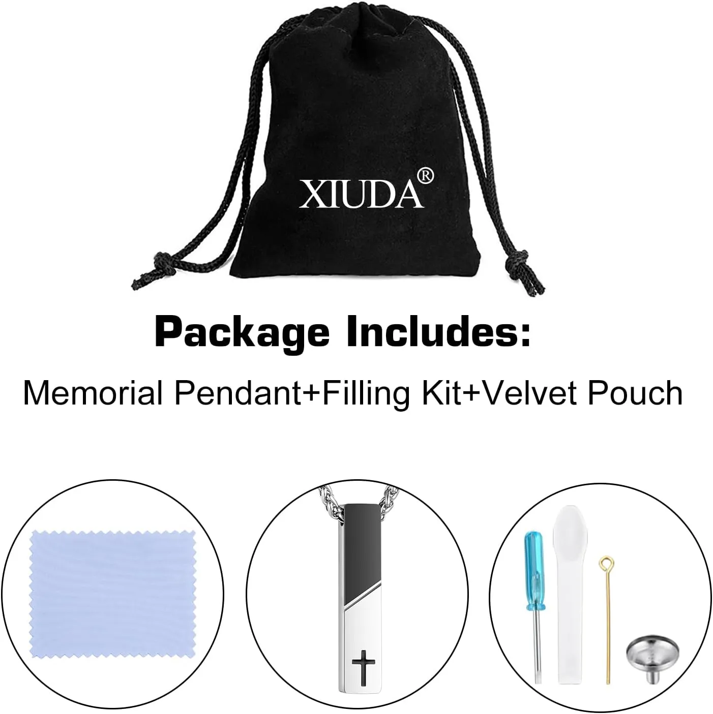 XIUDA Cremation Urn Necklace for Ashes Urn Jewelry Cross Cube Ash Necklace Memorial Pendant Keepsake Jewelry for Men Women