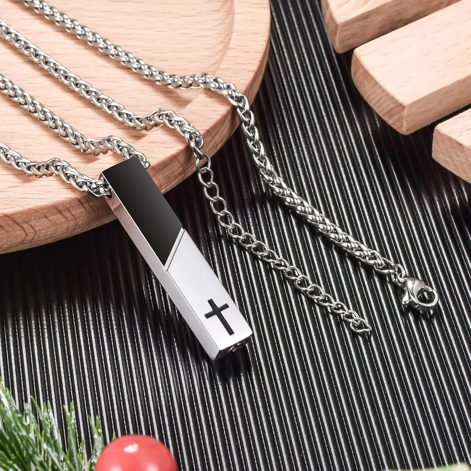 XIUDA Cremation Urn Necklace for Ashes Urn Jewelry Cross Cube Ash Necklace Memorial Pendant Keepsake Jewelry for Men Women