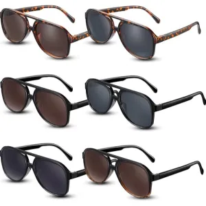 Xuhal 6 Pcs Retro 70s Sunglasses for Women Men Non Polarized Sunglasses Squared Frame Vintage Sunglasses UV Protection Pilot Sun Glasses